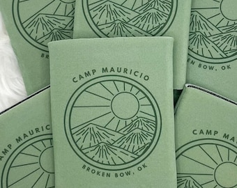 Personalized Camp Bachelorette Can Cooler | Mountain Bachelorette Party Custom Can Cooler | Colorado National Park | Camping Party Favors