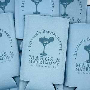 Personalized Tequila Bachelorette Can Cooler | Custom Can Cooler | Margs & Matrimony Bachelorette Party | Scottsdale Mexico | Party Favors