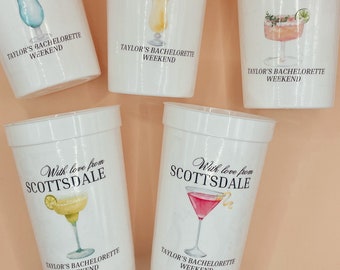 Personalized Coastal Cocktail Bachelorette Cups | Custom Girls Trip Cups | Beach Bachelorette Party | Scottsdale | Custom Party Favors