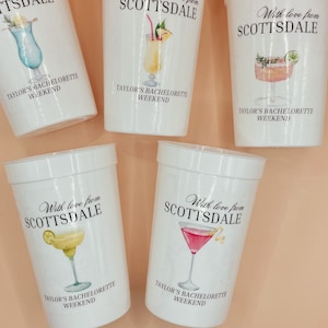 Personalized Coastal Cocktail Bachelorette Cups | Custom Girls Trip Cups | Beach Bachelorette Party | Scottsdale | Custom Party Favors