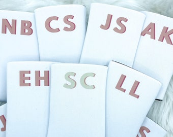 Custom Initials Can Cooler | Bachelorette Custom Slim Can Drink Holders | Monogram Personalized Gift | Beach Bachelorette | Minimalist