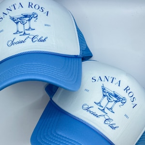 Custom Coastal Cocktail Bachelorette Hats | Custom Beach Bachelorette Trucker Hat | Social Club | Luxury Bachelorette Merch | Rosemary