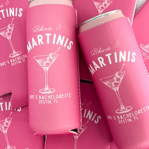 Addio al nubilato in spiaggia con bikini e Martini / Refrigeratore per lattine per addio al nubilato in spiaggia / Ultimo tuffo / Ultimo brindisi / Scottsdale / Bomboniere personalizzate