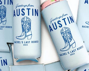 Personalized Austin Last Rodeo Bachelorette Can Coolers | Country Bachelorette Favors | Bachelorette Party | Cowgirl Cowboy, Texas Nashville