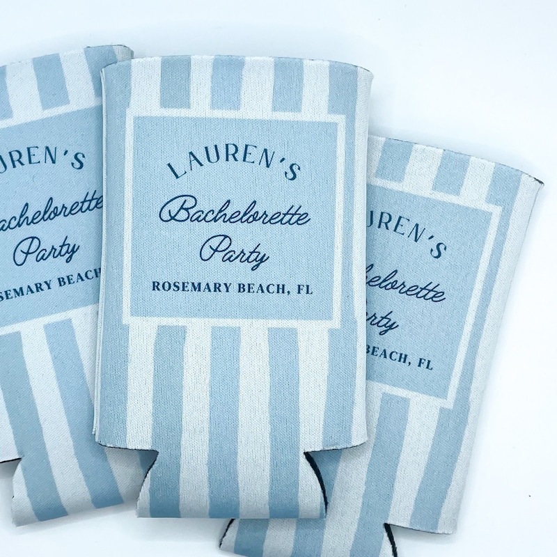 Personalized Coastal Bachelorette Can Cooler | Custom Can Cooler | Beach Bachelorette Party | Coastal Grandmother | Custom Party Favors