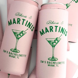 Addio al nubilato in spiaggia con bikini e Martini / Refrigeratore per lattine per addio al nubilato in spiaggia / Ultimo tuffo / Ultimo brindisi / Scottsdale / Bomboniere personalizzate