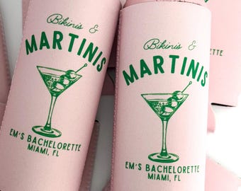 Bikini i martini na wieczorze panieńskim na plaży | Chłodziarka na puszki na wieczorze panieńskim na plaży | Ostatni plusk | Ostatni toast | Scottsdale | Spersonalizowane upominki na imprezę