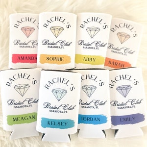 Bachelorette Personalized Slim Can Coolers | Bachelor Glitter Party Slim Can Coolers | Team Bride | Wife of the Party | Throwback Neon Party