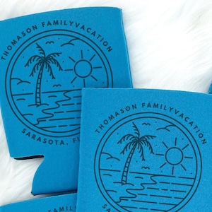 Personalized Family Trip Coastal Can Cooler | Custom Can Cooler | Beach Family Reunion | Lake Life | Florida Vacation | Custom Party Favors