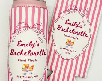 Final Fiesta Bachelorette burkkylare, rosa randig Last Toast smal burk