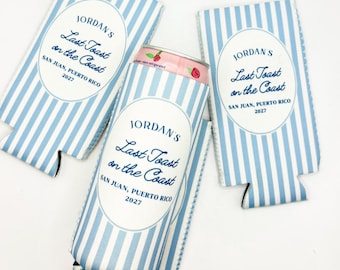 Personalized Coastal Bachelorette Can Cooler | Custom Can Cooler | Beach Bachelorette Party | Last Toast on the Coast | Custom Party Favors