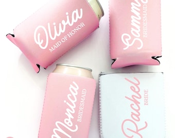 Bridesmaid Proposal Slim Can Coolers with Names | Bridesmaid Gift | Bride, Bridesmaid, Maid of Honor, Mother of Bride | Bridesmaid s