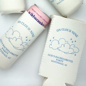 On Cloud 9 | On Cloud Nine | On Cloud Wine | Coastal Bachelorette Party | Custom Cooler | Winery Bach | Bachelorette Party Favor Can Cooler