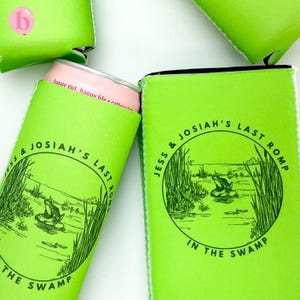 Personalized Swamp Bachelorette Can Cooler | Custom Can Cooler | Last Romp in the Swamp Bachelorette Party | Camping | Custom Party Favors