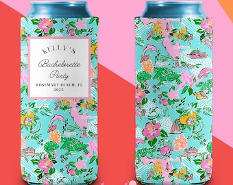 Florida Bachelorette Party | 30A Girls Trip | Rosemary Beach Vacation | Seaside Custom Can Cooler | Beach Bach | Bachelorette Party Favor
