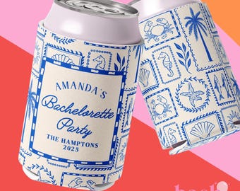 Italian Summer Amalfi Coast Bachelorette Can Cooler | La Dolce Vita Party Favor | Last Toast Bach Trip Gift | Blue Coastal Beach Can Cooler