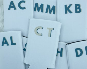 Custom Initials Can Cooler | Bachelorette Custom Slim Can Drink Holders | Party Gift | Personalized Gift | Beach Bachelorette | Minimalist