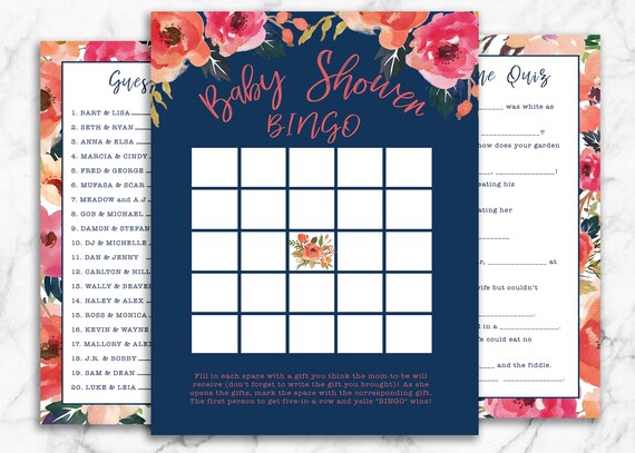 Baby Shower Games Bundle Nursery Rhyme Quiz Bingo Name The Etsy