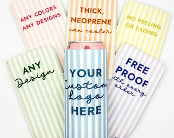 Custom Logo Can Cooler | Personalized Business Promo Gift | Small Business Branding, Bachelorette, Birthday, Realtor Favor