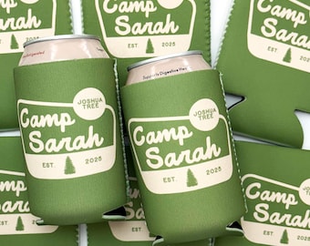 Personalized Camp Bachelorette Can Cooler | Mountain Bachelorette Party Custom | Jackson Hole, WY National Park | Camping Party Favors