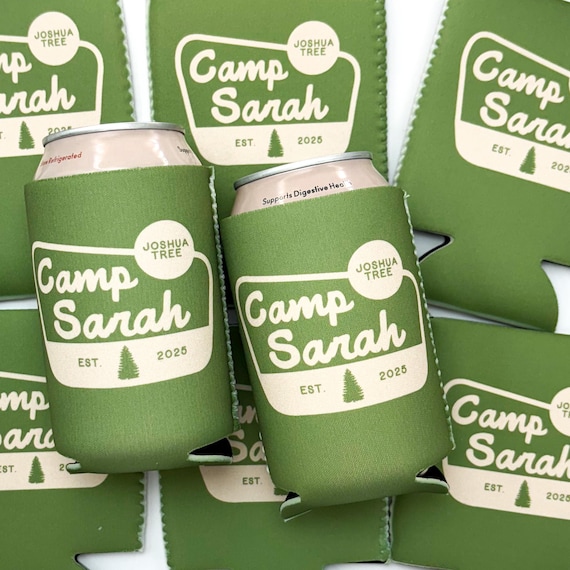 Personalized Camp Bachelorette Can Cooler | Mountain Bachelorette Party Custom | Jackson Hole, WY National Park | Camping Party Favors