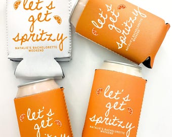 Personalized Spritz Bachelorette Can Coolers | Cocktail Bridal Favors | Bachelorette Party | Beach Can Coolers | Orange Bachelorette
