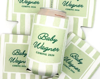 Enfriadores de latas para baby shower "Un bebé está en camino", enfriadores de latas, pañales Huggies para baby shower, Huggies para baby shower, recuerdos personalizados para baby shower, enfriador para baby shower "Un bebé está en camino"