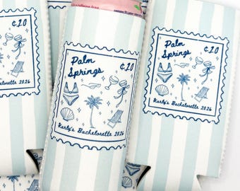 Refroidisseur de boîte de nuit côtier personnalisé | Refroidisseur de canettes personnalisé | EVJF sur la plage | Cadeaux de demoiselle d'honneur côtières | Cadeaux personnalisés