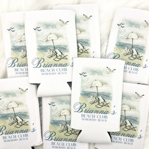Personalized Coastal Bachelorette Can Cooler | Custom Can Cooler | Beach Bachelorette Party | Lake Party | Rosemary Beach | Custom Favors