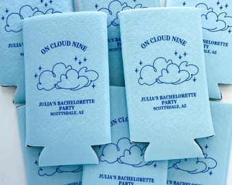 On Cloud 9 | On Cloud Nine | On Cloud Wine | Coastal Bachelorette Party | Custom Cooler | Winery Bach | Bachelorette Party Favor Can Cooler