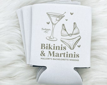 Bikinis and Martinis Bachelorette Can Cooler | Custom Party Favors