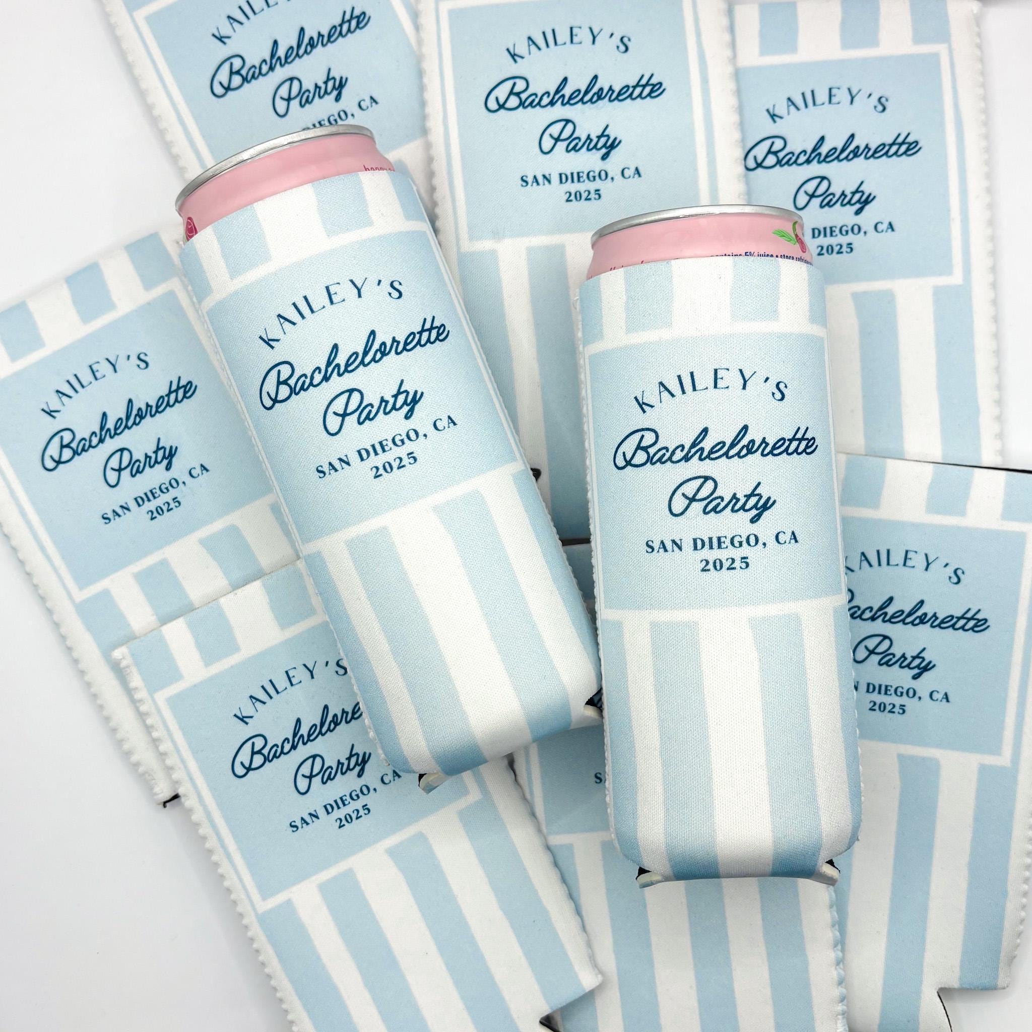 Personalized Coastal Bachelorette Can Cooler Custom Can