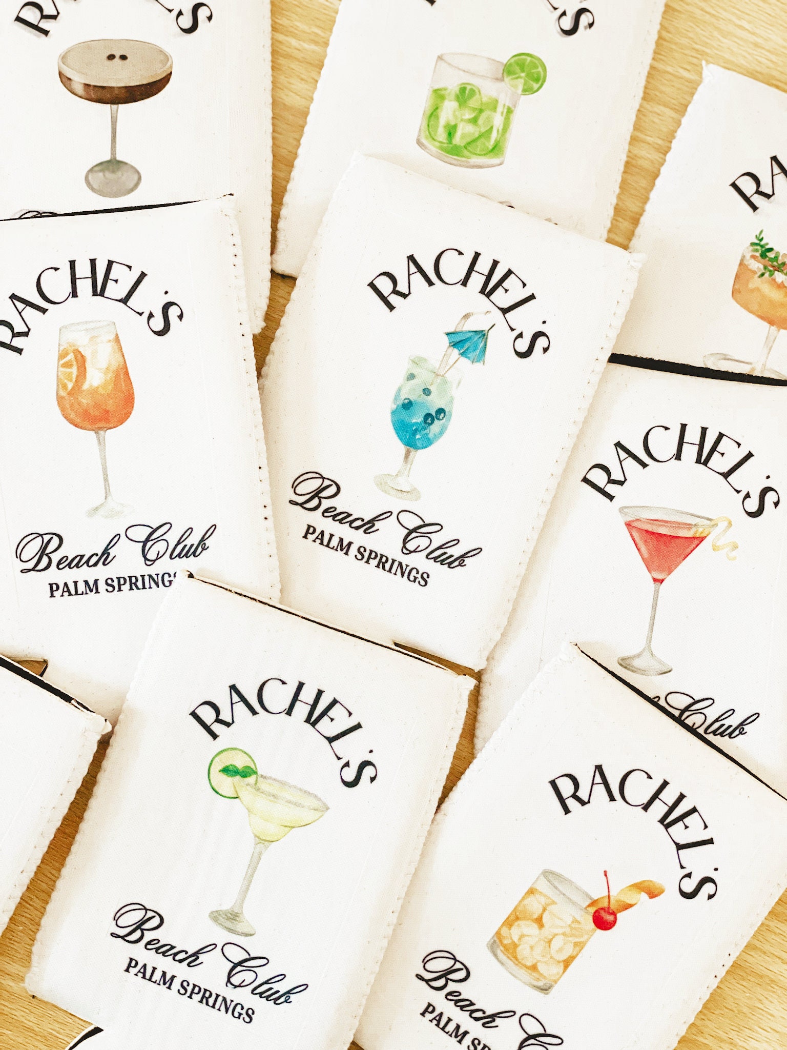 Personalized Coastal Cocktail 21st Birthday Can Cooler | Custom Can Cooler | Beach Bachelorette Party | Palm Springs | Custom Party Favors