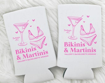 Bikinis & Martinis Bachelorette Can Cooler | Custom Party Favors