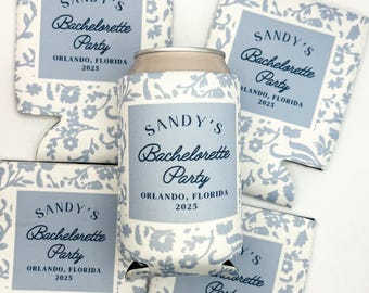 Personalized Coastal Bachelorette Can Cooler | Custom Can Cooler | Beach Bachelorette Party | Coastal Grandmother | Custom Party Favors