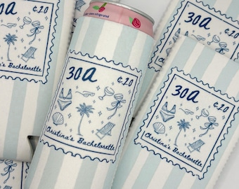 Personalized Coastal Bachelorette Can Cooler | Custom Can Cooler | Beach Bachelorette Party | 30A Bridesmaid Gifts | Custom Party Favors