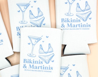 Bikinis & Martinis Bachelorette Can Cooler | Custom Party Favor