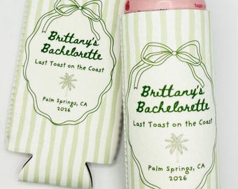 Sista Toast på kusten Bachelorette burkkylare, Palm Coastal Party Favors