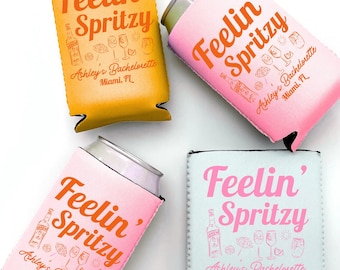 Personalized Spritz Bachelorette Can Coolers | Cocktail Bridal Favors | Bachelorette Party | Beach Can Coolers | Orange Bachelorette