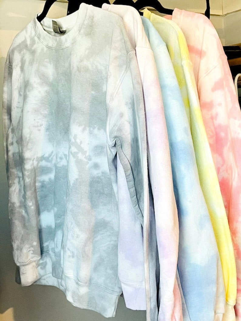 Tie-Dye Crewneck Sweatshirt | Tie-Dye Sweatshirt Sweatpants Set | Pastel - Grey, Pink, Yellow, Purple or Blue Marble | Sublimation Wholesale 