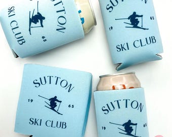 Personalized Skiing Bachelorette Can Cooler | Winter Bachelorette Party Snow Custom Can Cooler | Aspen Colorado Apres Ski Club Party Favors