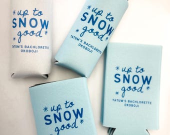 Personalized Winter Snow Bachelorette Can Coolers | Ski Bachelorette Merch | Bachelorette Party Favors | Snow in Love | Apres Ski | Aspen
