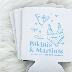 Bikinis and Martinis Beach Bachelorette | Beach Bachelorette Can Cooler | Last Splash | Last Toast | Custom Party Favors