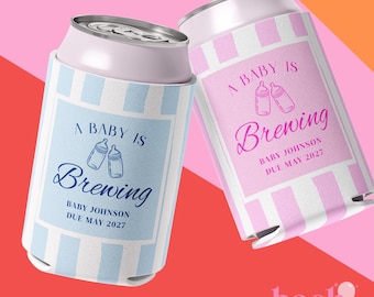 Enfriadores de latas para baby shower "Un bebé está en camino", enfriadores de latas, pañales Huggies para baby shower, Huggies para baby shower, recuerdos personalizados para baby shower, enfriador para baby shower "Un bebé está en camino"