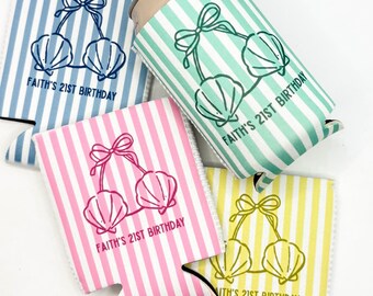 Mermaid Bachelorette Can Coolers - Custom Last Splash Bachelorette Party Favors - Personalized Cozies in Regular and Slim Size