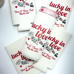 Vegas Bachelorette Dosenkühler | Lucky in Love Bachelorette Gefälligkeiten | Atlanta Junggesellinnenabschied | Retro Dosenkühler | Küstennähe