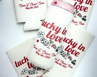 Vegas Bachelorette Can Coolers | Lucky in Love Bachelorette Favors | Atlantic City Bachelorette Party | Retro Can Coolers | Coastal