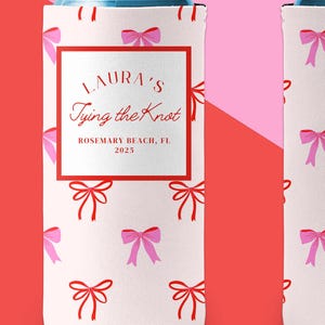 Personalized Tying the Knot Bachelorette Can Cooler | Coastal Bach | Last Toast | Beach Bows | Coastal Grandmother Preppy Party Favors
