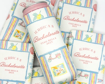 La Dolce Vita Bachelorette Can Cooler | Italian Summer Amalfi Coast Party Favor | Last Toast Bach Trip Gift | Blue Coastal Beach Can Cooler