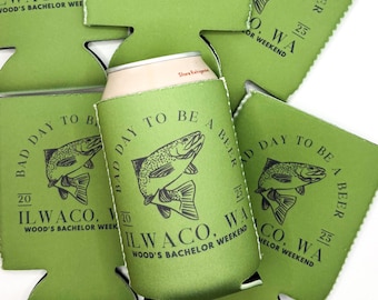 Bad Day to be A Beer Fishing Bachelor Party Can Cooler | Fishing Bachelor Party | Boat | Bachelor Party Favor | Groomsman | He's Hooked